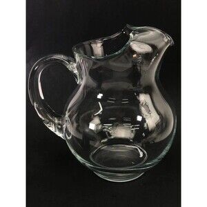 Vintage Large Clear Glass Pitcher w/Spout 2 Quart - 9" Tall